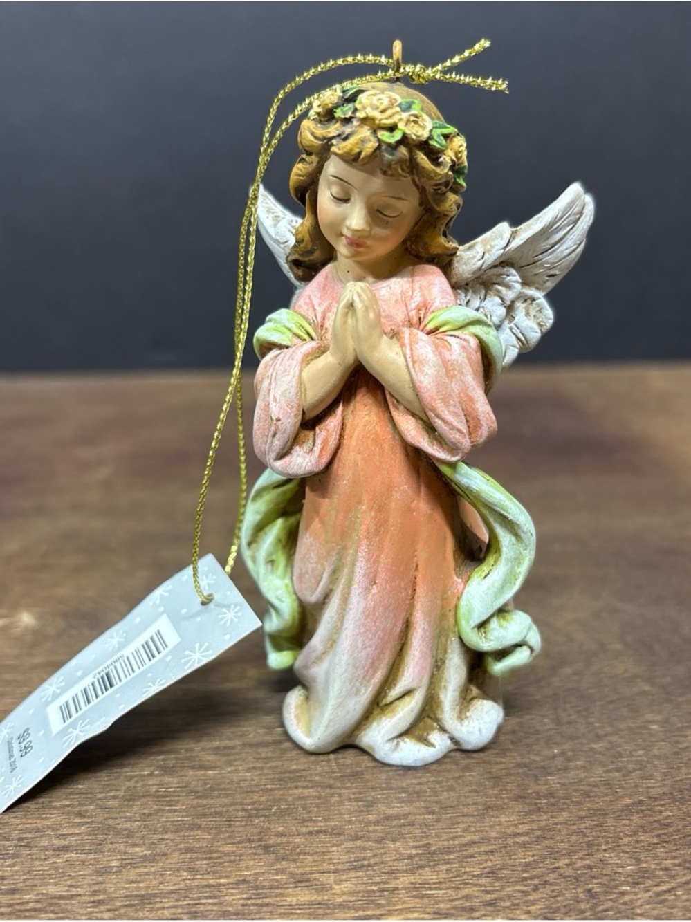Praying Angel Ornament in Pink and Green - Home Holiday